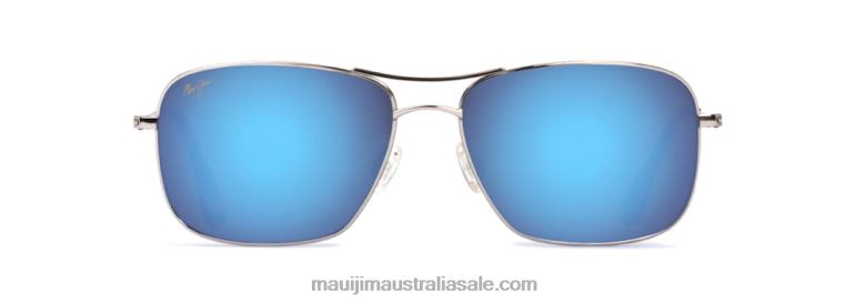 Wiki Wiki Polarized Aviator Sunglasses Maui Jim TVVRT412 Silver/Blue Hawaii