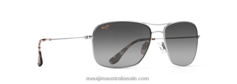 Wiki Wiki Polarized Aviator Sunglasses Maui Jim TVVRT413 Silver/Neutral Grey