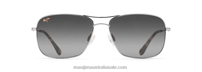 Wiki Wiki Polarized Aviator Sunglasses Maui Jim TVVRT413 Silver/Neutral Grey