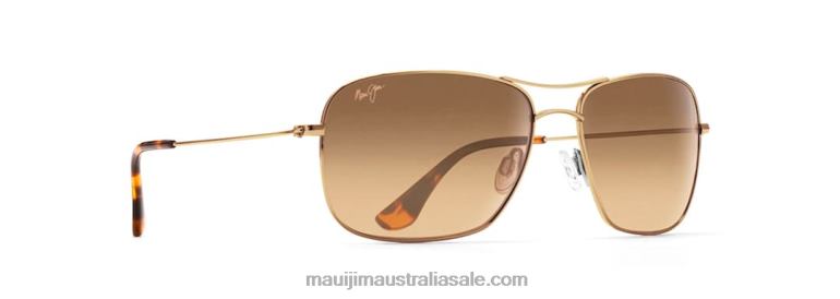 Wiki Wiki Polarized Aviator Sunglasses Maui Jim TVVRT414 Gold/HCL Bronze