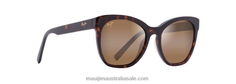 Alulu Polarized Cat Eye Sunglasses Maui Jim TVVRT46 Dark Tortoise/HCL Bronze