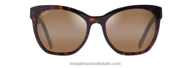 Alulu Polarized Cat Eye Sunglasses Maui Jim TVVRT46 Dark Tortoise/HCL Bronze