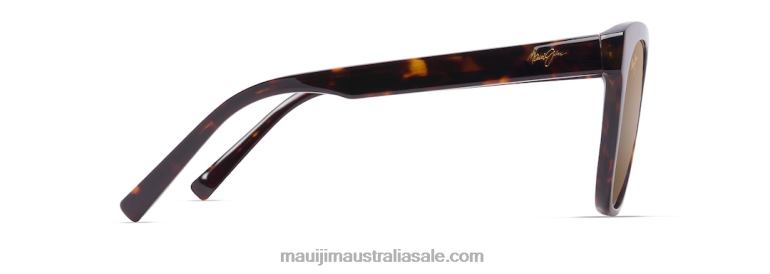Alulu Polarized Cat Eye Sunglasses Maui Jim TVVRT46 Dark Tortoise/HCL Bronze