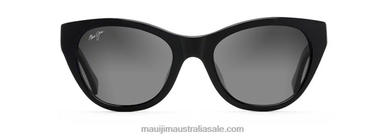 Capri Polarized Cat Eye Sunglasses Maui Jim TVVRT263 Black with Transparent Dark Grey Temples/Neutral Grey