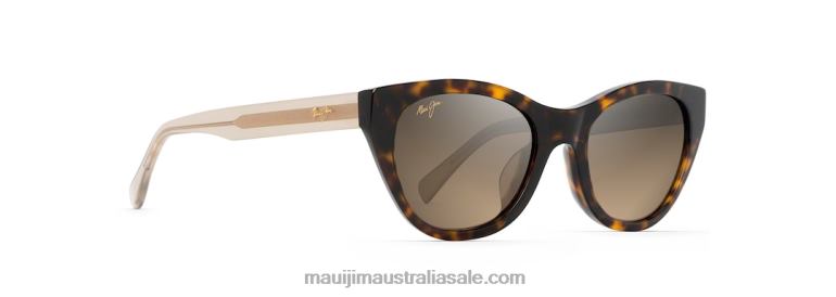 Capri Polarized Cat Eye Sunglasses Maui Jim TVVRT264 Tortoise with Transparent Tan Temples/HCL Bronze