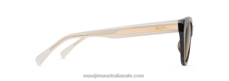 Capri Polarized Cat Eye Sunglasses Maui Jim TVVRT264 Tortoise with Transparent Tan Temples/HCL Bronze