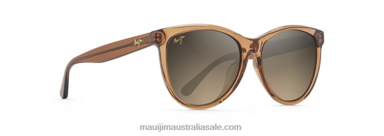 Glory Glory Polarized Cat Eye Sunglasses Maui Jim TVVRT232 Transparent Cinnamon/HCL Bronze