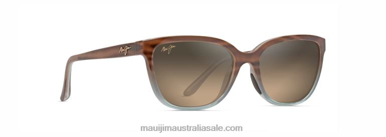 Honi Polarized Cat Eye Sunglasses Maui Jim TVVRT400 Sandstone with Blue/HCL Bronze