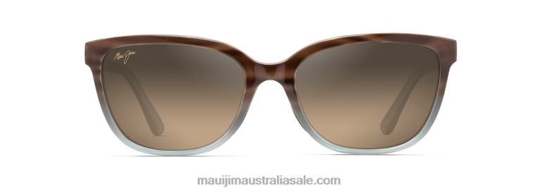 Honi Polarized Cat Eye Sunglasses Maui Jim TVVRT400 Sandstone with Blue/HCL Bronze