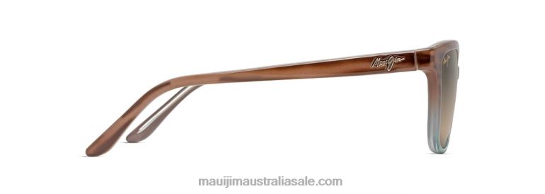 Honi Polarized Cat Eye Sunglasses Maui Jim TVVRT400 Sandstone with Blue/HCL Bronze