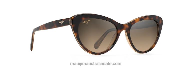 Kalani Polarized Cat Eye Sunglasses Maui Jim TVVRT244 Dark Tortoise with Caramel Interior/HCL Bronze
