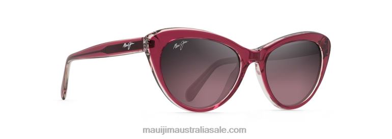 Kalani Polarized Cat Eye Sunglasses Maui Jim TVVRT245 Raspberry with Crystal Interior/Rose