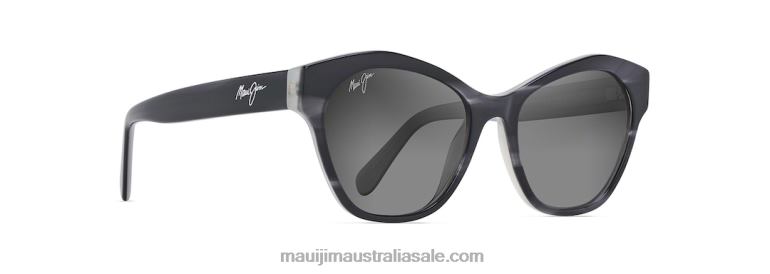 Kila Polarized Cat Eye Sunglasses Maui Jim TVVRT276 Black with Pearl interior/Neutral Grey