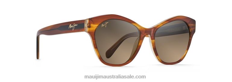 Kila Polarized Cat Eye Sunglasses Maui Jim TVVRT277 Cinnamon with Almond interior/HCL Bronze