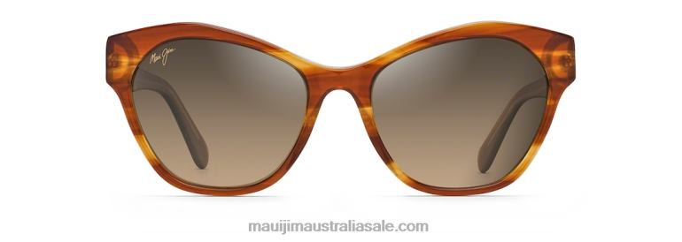 Kila Polarized Cat Eye Sunglasses Maui Jim TVVRT277 Cinnamon with Almond interior/HCL Bronze
