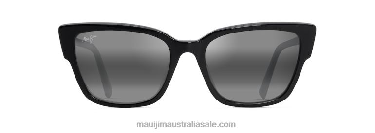 Kou Polarized Cat Eye Sunglasses Maui Jim TVVRT55 Black Gloss/Neutral Grey