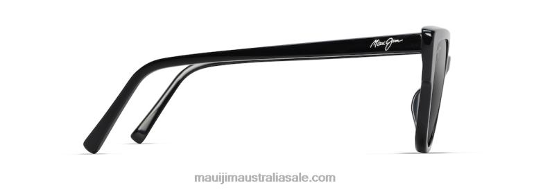 Kou Polarized Cat Eye Sunglasses Maui Jim TVVRT55 Black Gloss/Neutral Grey
