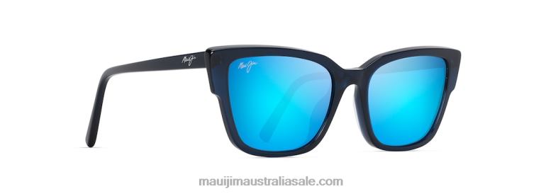 Kou Polarized Cat Eye Sunglasses Maui Jim TVVRT56 Navy Blue/Blue Hawaii