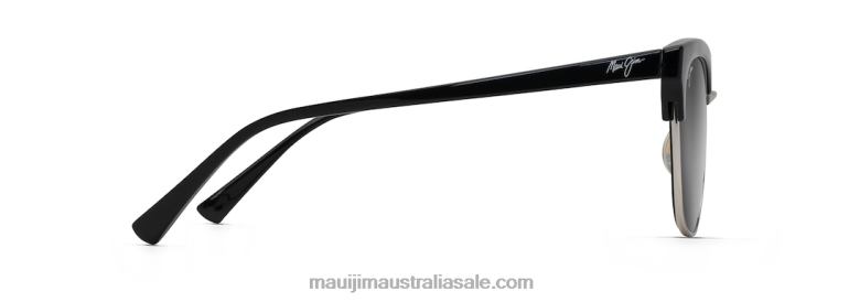Lokelani Polarized Cat Eye Sunglasses Maui Jim TVVRT69 Black with Silver/Neutral Grey