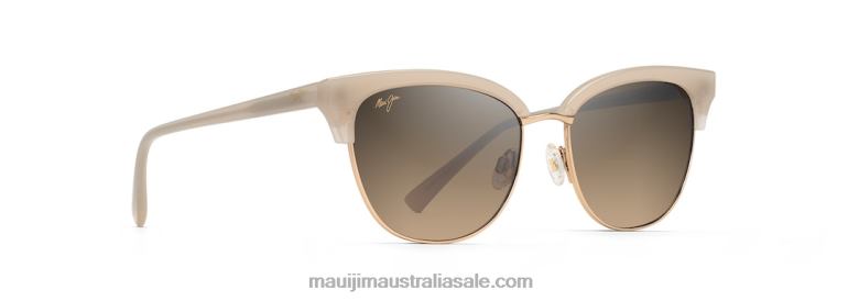 Lokelani Polarized Cat Eye Sunglasses Maui Jim TVVRT71 Milky Almond with Gold/HCL Bronze