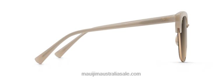 Lokelani Polarized Cat Eye Sunglasses Maui Jim TVVRT71 Milky Almond with Gold/HCL Bronze