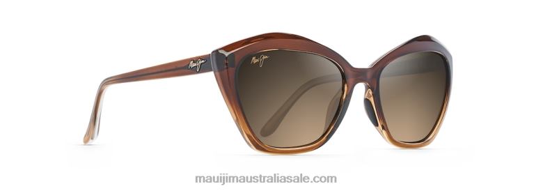 Lotus Polarized Cat Eye Sunglasses Maui Jim TVVRT219 Chocolate Fade/HCL Bronze