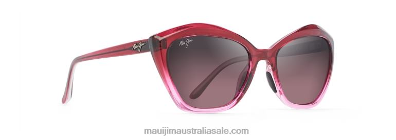 Lotus Polarized Cat Eye Sunglasses Maui Jim TVVRT220 Raspberry Fade/Rose