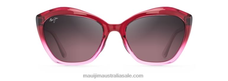 Lotus Polarized Cat Eye Sunglasses Maui Jim TVVRT220 Raspberry Fade/Rose