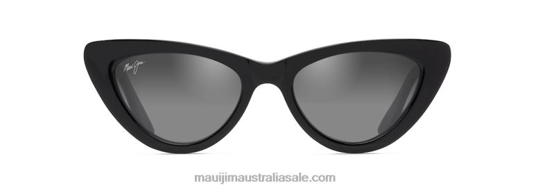 Lychee Polarized Cat Eye Sunglasses Maui Jim TVVRT14 Black Gloss/Dual Mirror Silver to Black