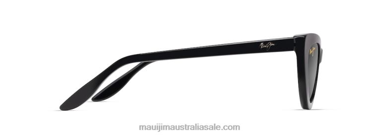Lychee Polarized Cat Eye Sunglasses Maui Jim TVVRT14 Black Gloss/Dual Mirror Silver to Black