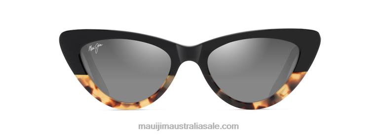 Lychee Polarized Cat Eye Sunglasses Maui Jim TVVRT15 Black with Tokyo Tortoise/Neutral Grey