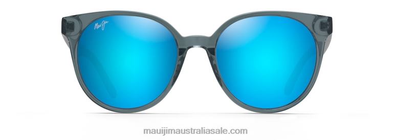 Mehana Polarized Cat Eye Sunglasses Maui Jim TVVRT96 Steel Blue with Crystal/Blue Hawaii