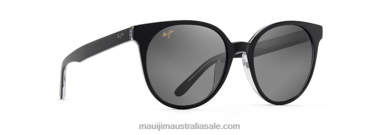 Mehana Polarized Cat Eye Sunglasses Maui Jim TVVRT97 Black with Crystal/Neutral Grey
