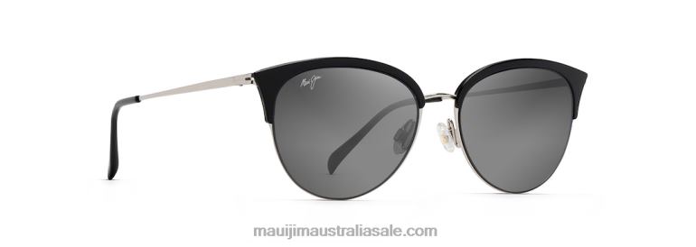 Olili Polarized Cat Eye Sunglasses Maui Jim TVVRT123 Black Gloss/Neutral Grey