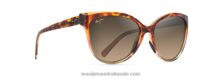 Olu Polarized Cat Eye Sunglasses Maui Jim TVVRT374 Tortoise with Tan/HCL Bronze