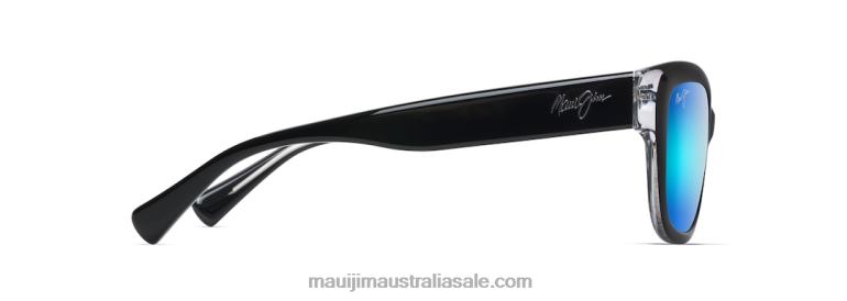 Plumeria Polarized Cat Eye Sunglasses Maui Jim TVVRT397 Black with Crystal/Blue Hawaii