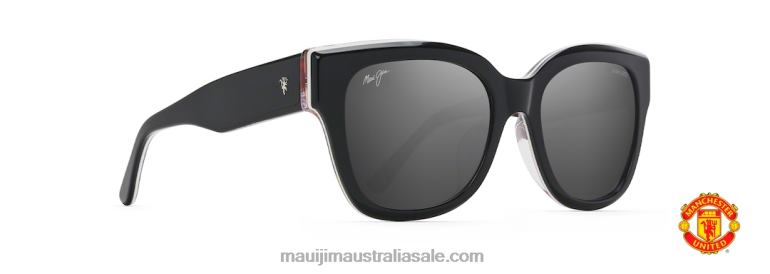 Siren Song Polarized Cat Eye Sunglasses Maui Jim TVVRT249 Black with Manchester/Dual Mirror Silver to Black