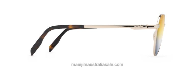 Hukilau Polarized Classic Sunglasses Maui Jim TVVRT128 Gold Metal/Dual Mirror Gold to Silver
