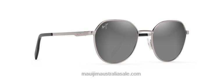 Hukilau Polarized Classic Sunglasses Maui Jim TVVRT129 Grey Metal/Dual Mirror Silver to Black