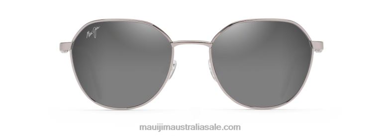 Hukilau Polarized Classic Sunglasses Maui Jim TVVRT129 Grey Metal/Dual Mirror Silver to Black
