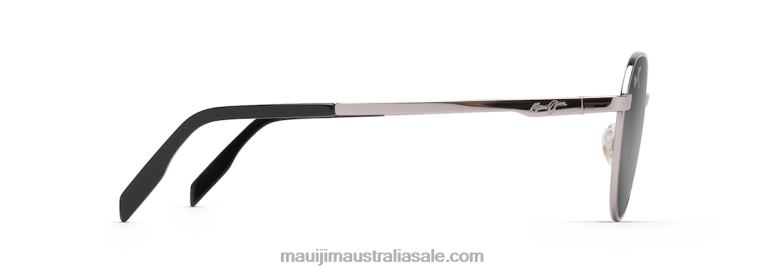 Hukilau Polarized Classic Sunglasses Maui Jim TVVRT129 Grey Metal/Dual Mirror Silver to Black