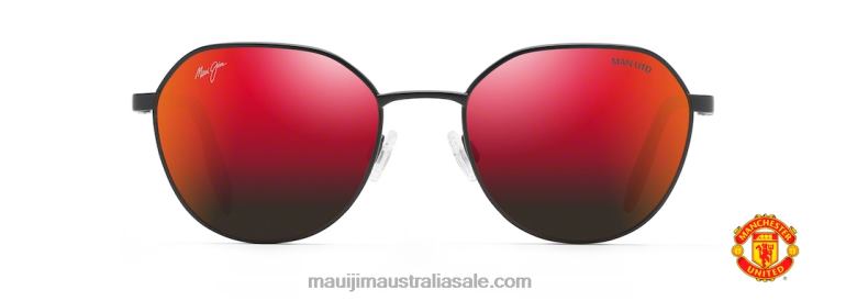 Hukilau Polarized Classic Sunglasses Maui Jim TVVRT130 Matte Black/HAWAII LAVA
