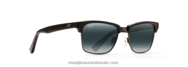 Kawika Polarized Classic Sunglasses Maui Jim TVVRT184 Black Gloss with Antique Pewter/Neutral Grey