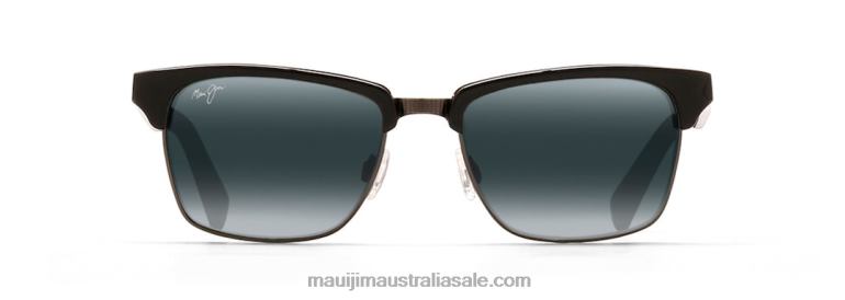 Kawika Polarized Classic Sunglasses Maui Jim TVVRT184 Black Gloss with Antique Pewter/Neutral Grey
