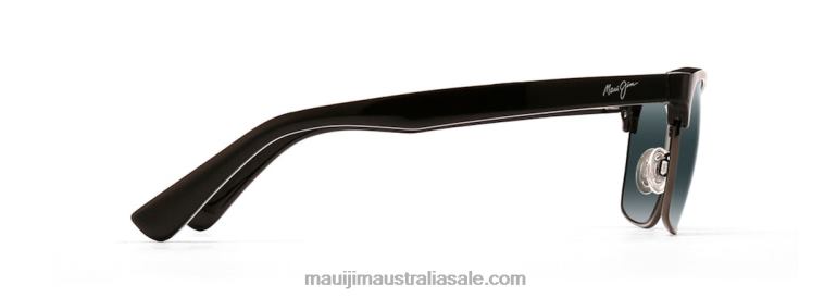 Kawika Polarized Classic Sunglasses Maui Jim TVVRT184 Black Gloss with Antique Pewter/Neutral Grey