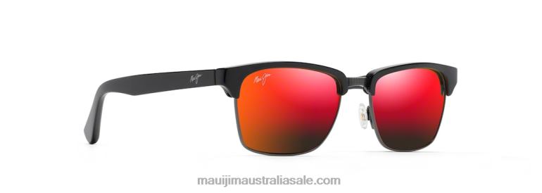 Kawika Polarized Classic Sunglasses Maui Jim TVVRT193 Black Gloss with Antique Pewter/HAWAII LAVA