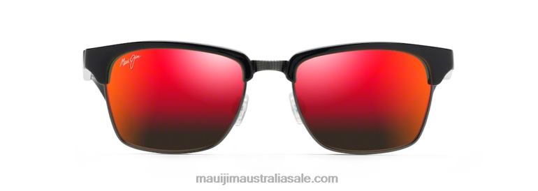 Kawika Polarized Classic Sunglasses Maui Jim TVVRT193 Black Gloss with Antique Pewter/HAWAII LAVA