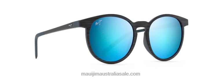 Kiawe Polarized Classic Sunglasses Maui Jim TVVRT235 Dark Navy Stripe/Blue Hawaii