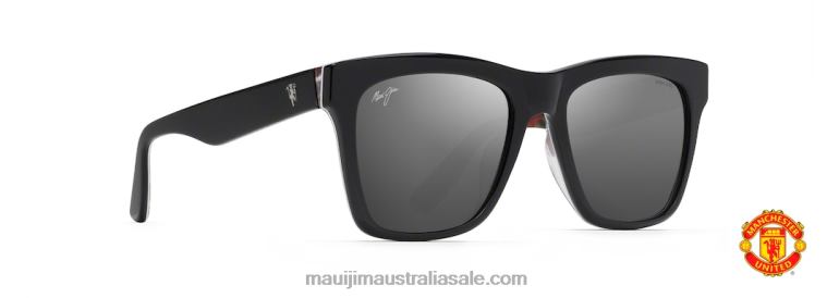 Matchday Polarized Classic Sunglasses Maui Jim TVVRT250 Black with Manchester/Dual Mirror Silver to Black