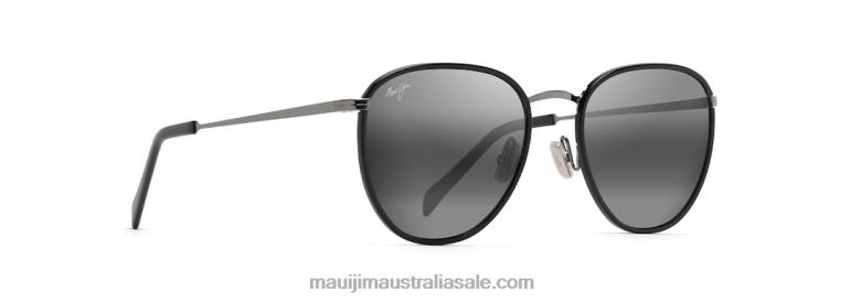 Noni Polarized Classic Sunglasses Maui Jim TVVRT141 Black Gloss with Gunmetal/Neutral Grey